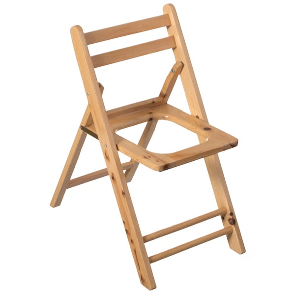 Playberg Wooden Folding Portable Toilet Seat for Camping and Hiking with Backrest - QI004419