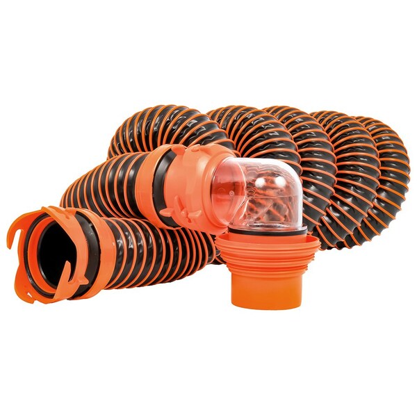 Camco RhinoEXTREME 15' Sewer Hose Kit w/Swivel Fitting 4 In 1 Elbow Caps - 39861