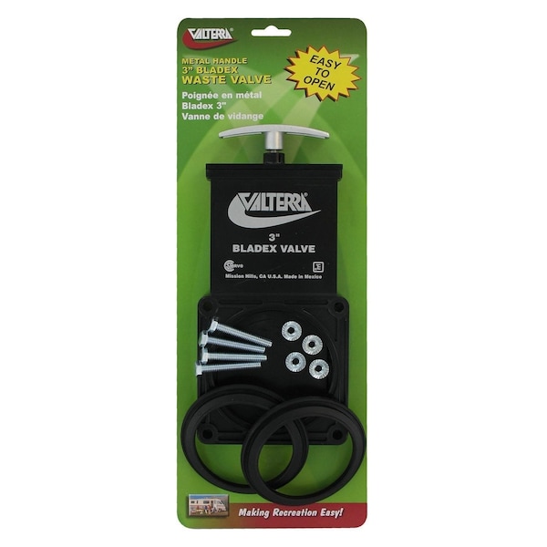Valterra BLADEX WASTE VALVE BODY, 3IN, METAL HANDLE, CARDED - T1003VPM