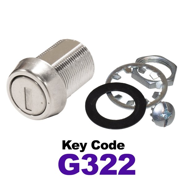 Global RV SS Compartment Lock, Cam/Blade Style, 7/8in Threaded Barrel, Blades not Included, Keyed to G322 - CLB-322-78-SS