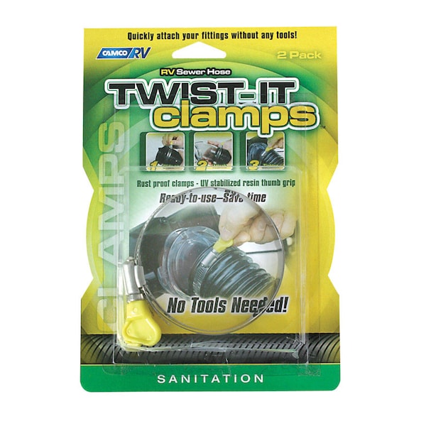 Camco Camco Sewer Hose Twist-It Clamps 2 pk - 39553
