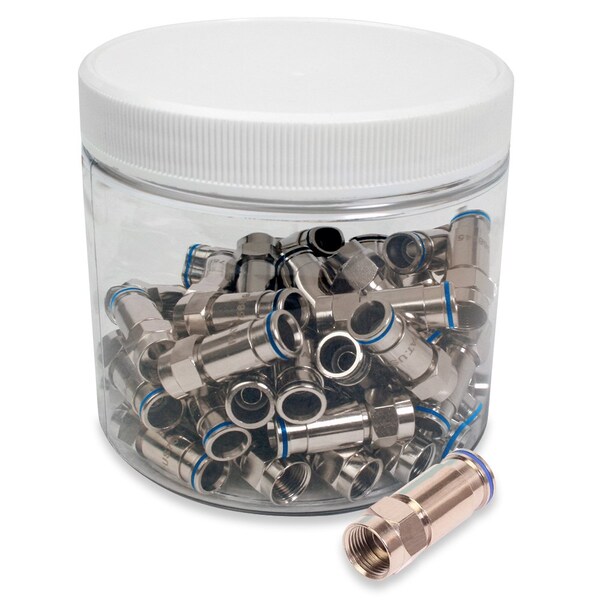 Quest Technology International F (Male) Compression Connectors, 75 Ohm - Rg-6 Quad, 50/Jar - COM-1306-50J