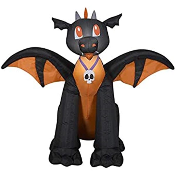 Gemmy Industries Airblown Winged Dragon; Black & Orange - 266651