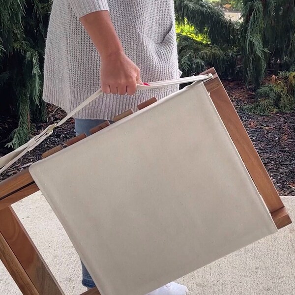 Amerihome Acacia and Canvas Folding Chair - AWFC