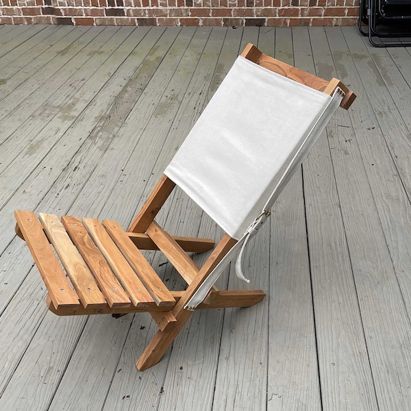 Amerihome Acacia and Canvas Folding Chair - AWFC