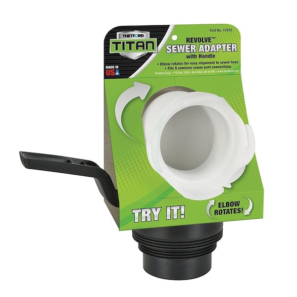 Thetford Corporation Thetford 17879 Titan Revolve Universal RV Sewer Hose Adapter with Handle - T6H-17879