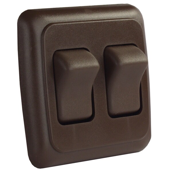 Jr Products JR Products 12145 On/Off Switch with Bezel - Double Switch, Brown - 12145