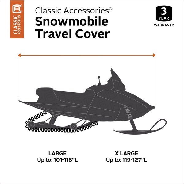 Classic Accessories Travel Cover, 101"-118"L, Blk/Gry Snwmble - 71837