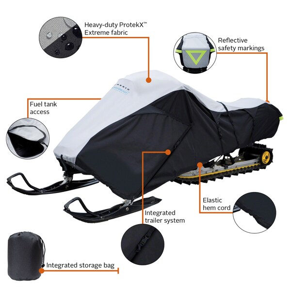 Classic Accessories Travel Cover, 101"-118"L, Blk/Gry Snwmble - 71837