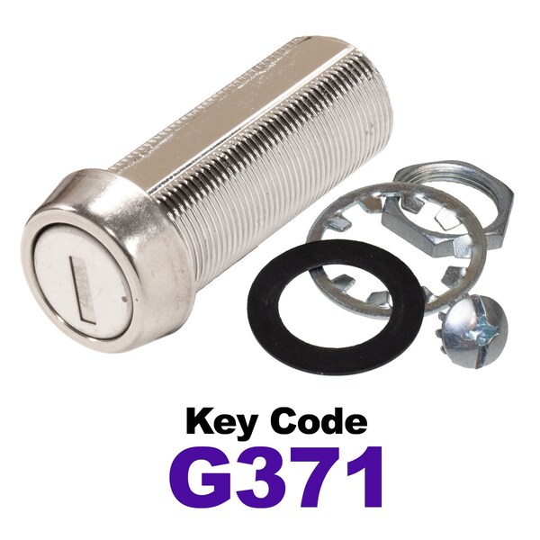 Global RV SS Compartment Lock, Cam/Blade Style, 1-3/4in Threaded Barrel, Blades not Included, Keyed to G371 - CLB-371-134-SS