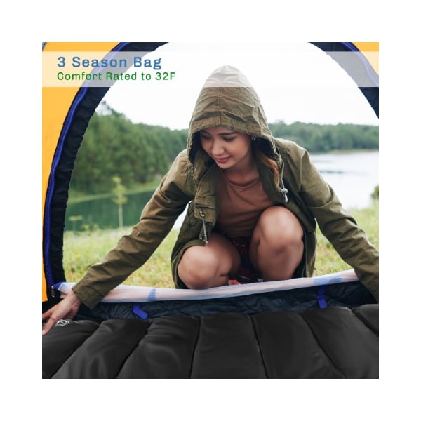 Leisure Sports Leisure Sports 3 Season XL Sleeping Bag, Black/Red - 549819GQM