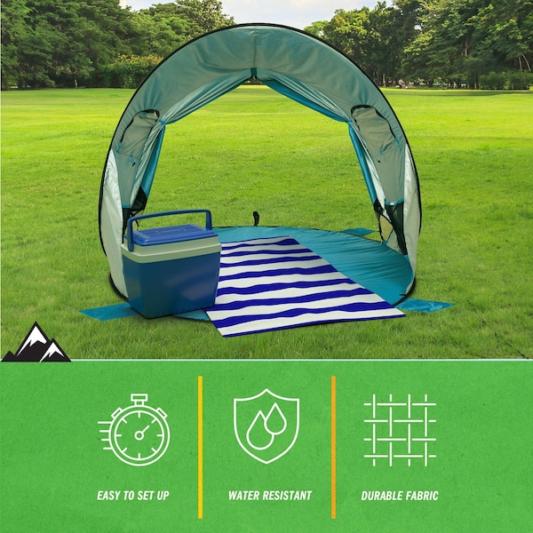 Wakeman Pop Up Beach Tent - Fits 2-3 People - Sun Shelter with UV Protection, Ventilation by Blue - 75-CMP1106