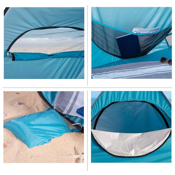 Wakeman Pop Up Beach Tent - Fits 2-3 People - Sun Shelter with UV Protection, Ventilation by Blue - 75-CMP1106