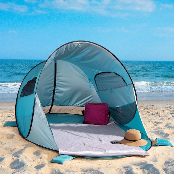 Wakeman Pop Up Beach Tent - Fits 2-3 People - Sun Shelter with UV Protection, Ventilation by Blue - 75-CMP1106
