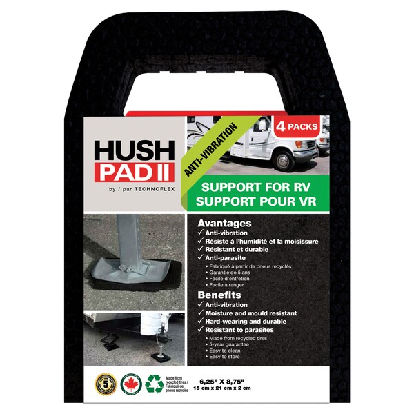 Technoflex Technoflex HP0608 HUSH PAD II RV Stabilizer - 6.25" x 8.75", 4 Pack - HP0608