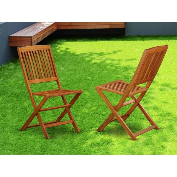 Invernadero Cameron Solid Acacia Wooden Patio Folding Side Chair, 2PK - IN3511192
