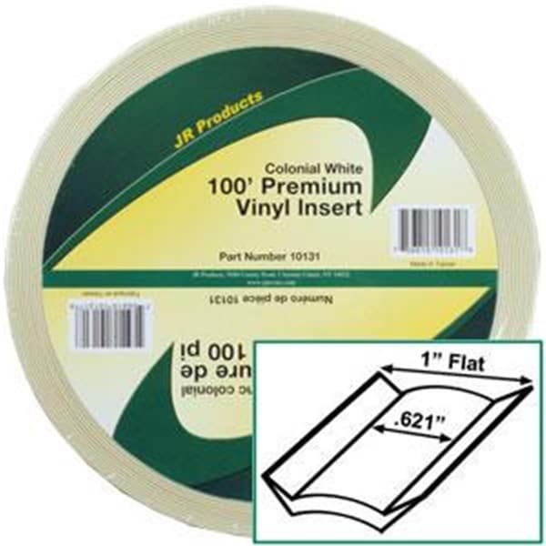 Jr Products 10131 Exterior Hardware RV 1 in. x 100 ft. Vinyl Insert Col. White - JR325641