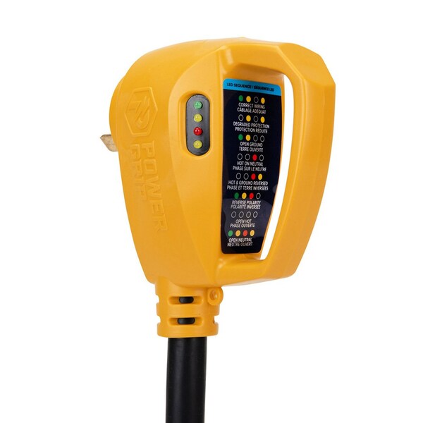 Camco Power Grip RV 12in 30Amp Circuit Analyzer Dogbone - Integrated Surge Protection - 55461