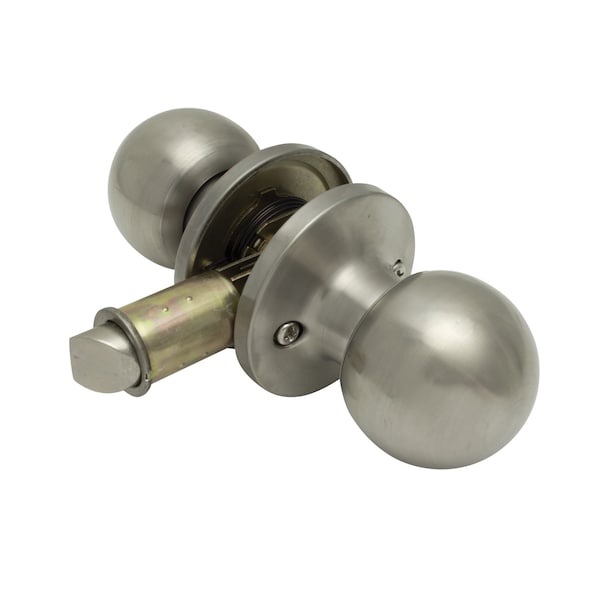Global RV/Manufactured Housing Interior Lockset, Ball Style Knob, Passage/Non-Locking, Stainless Steel - LSB-R2-SS