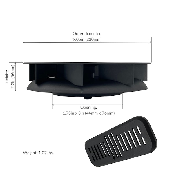 Ava-Matic Slim-Matic Wind-Powered Rotating Roof Vent for Vans, RVs, Trailers, Campers, Black, Rectangle Shutter - AVA5110