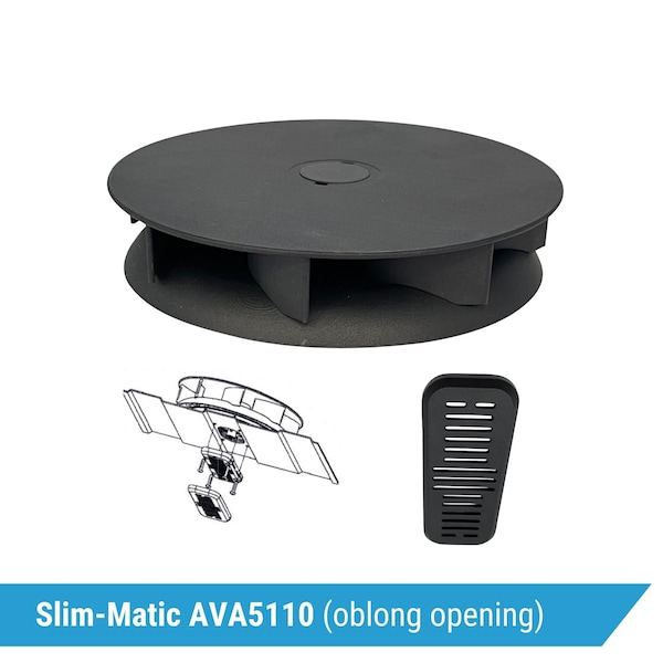Ava-Matic Slim-Matic Wind-Powered Rotating Roof Vent for Vans, RVs, Trailers, Campers, Black, Rectangle Shutter - AVA5110