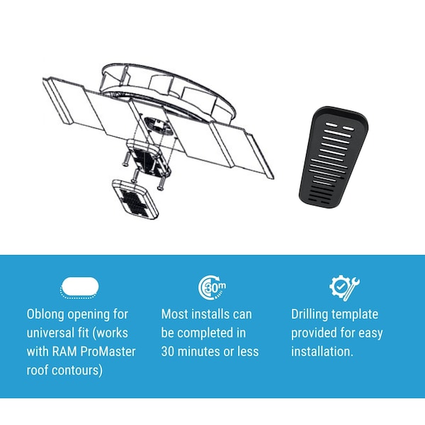 Ava-Matic Slim-Matic Wind-Powered Rotating Roof Vent for Vans, RVs, Trailers, Campers, Black, Rectangle Shutter - AVA5110