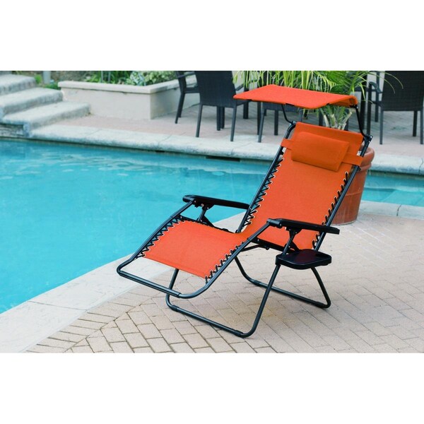 Propation GC11-2 Oversized Zero Gravity Chair with Sunshade & Drink Tray, Orange - Set of 2 - PR1081334