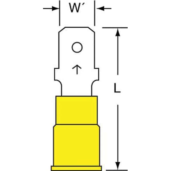 3M Male Disconnect, Yellow, 12-10AWG, PK500 - MVU10-250DMK