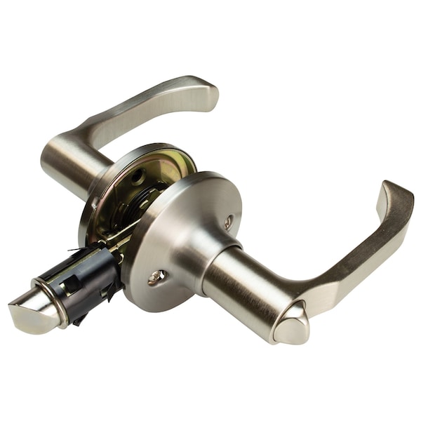 Global RV/Manufactured Housing Interior Lockset, Lever Style No 806 Privacy/Locking, Brushed Satin Nickel - LSL-806PV-BSN
