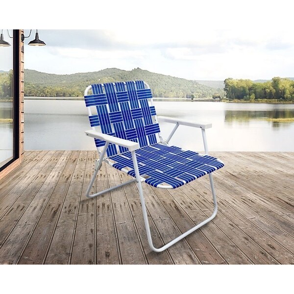Seasonal Trends Folding Web Chair, 2283 in W, 2362 in D, 3071 in H, 250 lbs Capacity, Steel Frame - AC4007-BLUE