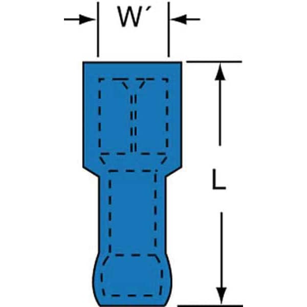3M Female Disconnect, Blue, 16-14AWG, PK1000 - MNG14-187DFIK