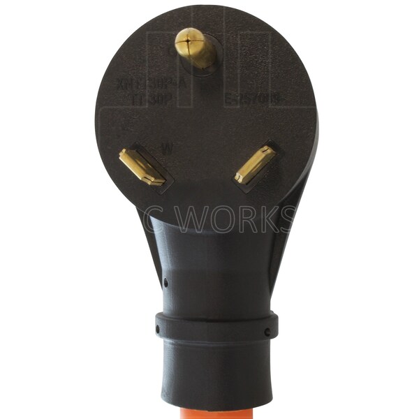 Ac Works 1ft RV 30A TT-30P Plug to 5-20R 15/ 20A Household Outlet with Power Indicator - RVTT520-012
