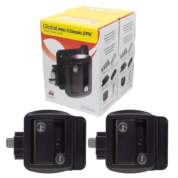 Global 2-PACK Keyed Alike, Standard Towable RV Entry Door Lock, G3xx keyed, For Standard RV Locks, Black - TTL-43610AL-2006-2PK