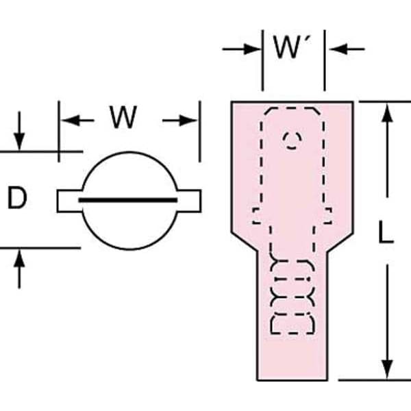 3M Male Disconnect, Red, 22-18AWG, PK1000 - MNU18-187DMIK