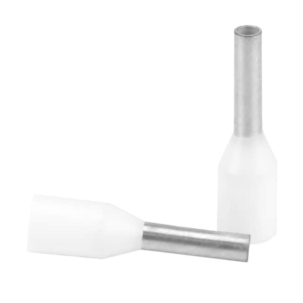 Pacer Group Pacer White 18-20 AWG Wire Ferrule - 6mm Length - 25 Pack - TFRL20-6MM-25