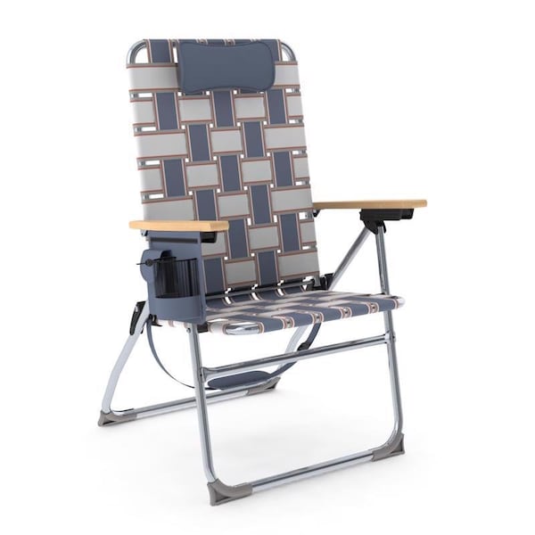 Camp & Go Camp & Go 4-Position Blue/Gray Retro Folding Web Chair - BY647-01451PK4