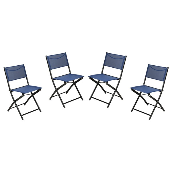 Flash Furniture Brazos Folding Chairs w/Navy Flex Comfort Material Backs and Seats and Black Metal Frames, 4PK - 4-TLH-SC-097-NV-02-GG