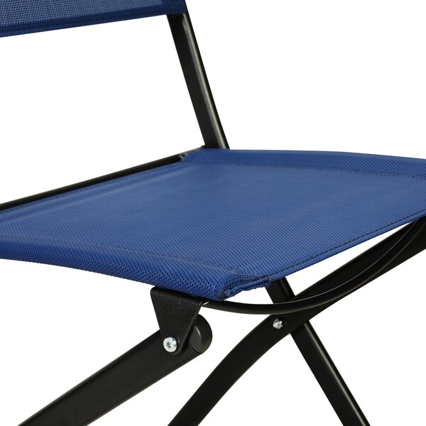 Flash Furniture Brazos Folding Chairs w/Navy Flex Comfort Material Backs and Seats and Black Metal Frames, 4PK - 4-TLH-SC-097-NV-02-GG