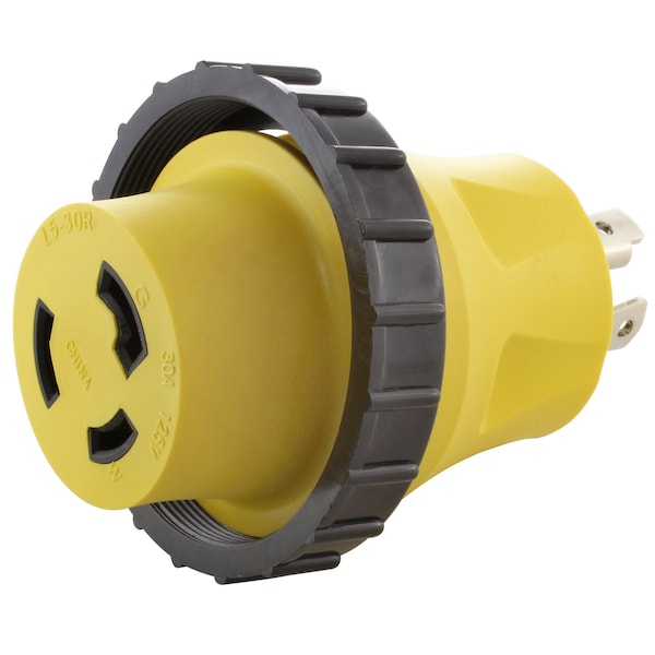 Ac Works RV Marine Generator Adapter 30A 4-Prong Generator Plug - 30A RV /Marine Inlet - RVL1430M30