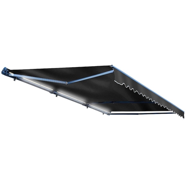 Tepee Supplies Motorized LED 13 x 10 ft. Half Cassette Retractable Awning, Black - TE2519435