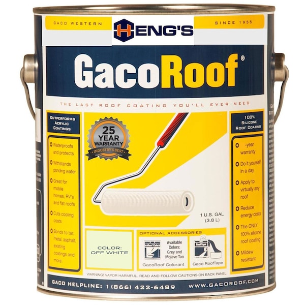 Hengs Heng's HGR1600-1 GacoRoof Silicone Base Coat - Gallon, Off-White - HGR1600-1