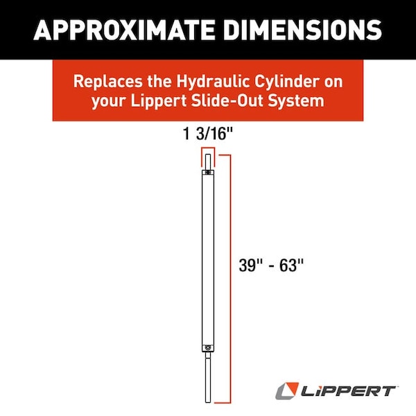 Lippert HYDRAULIC CYLINDER 24IN STROKE; 1-1/2IN BORE (BLACK) - 339031