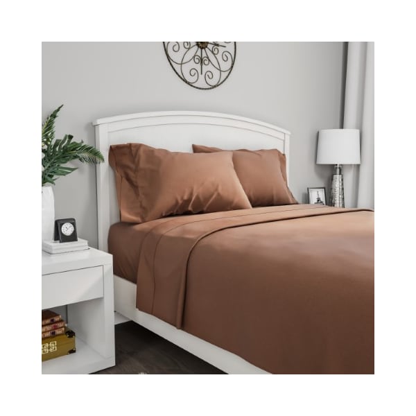 Hastings Home Brushed Microfiber 3-piece Bed Linens with Fitted, Flat Sheet, and Pillowcase (Twin, Brown) - 931177KAU