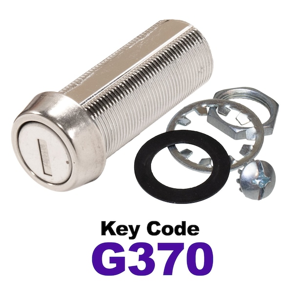 Global RV SS Compartment Lock, Cam/Blade Style, 1-3/4in Threaded Barrel, Blades not Included, Keyed to G370 - CLB-370-134-SS
