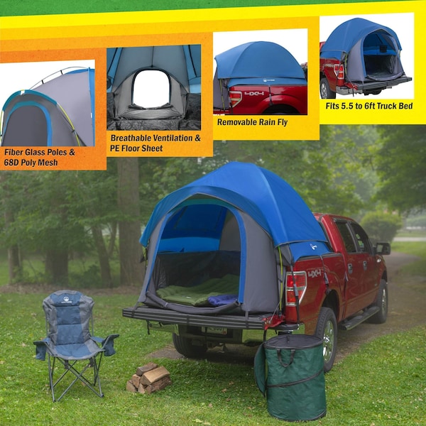 Wakeman Truck Bed Tent - Water-Resistant Camper Shell for 5.5 to 6ft Truck Bed - Fits 2 by - 75-CMP1148