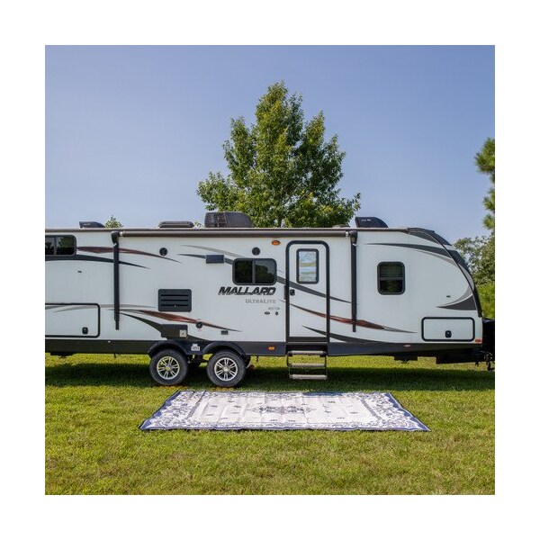 Camco OUTDOOR MAT, 9FT X 12FT, BLUE ORIENTAL, W/UV - 42851