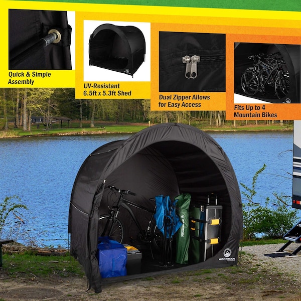 Wakeman Bike Storage Shed - 6.5x5.3x5.3 Tent - Water & UV-Resistant Cover for 4 Bicycles by Wakeman - 83-SS1004