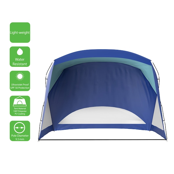 Wakeman Beach Tent - Sun Shelter with UV Protection for Sports Events with Bag by Outdoors Blue - 75-CMP1028