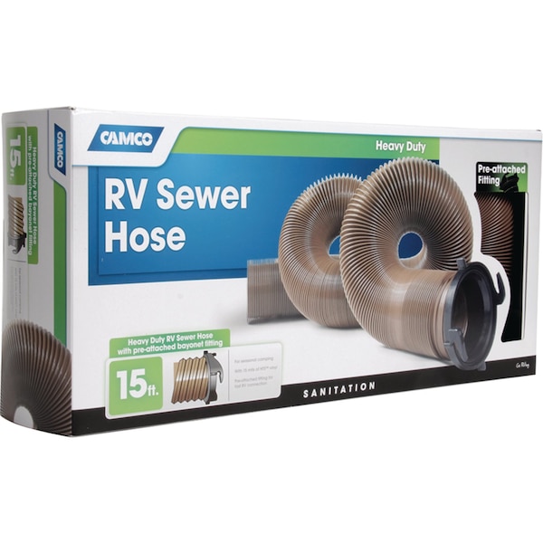 Camco Camco Heavy Duty RV Sewer Hose With Pre-Attached Fitting 15' - 39691