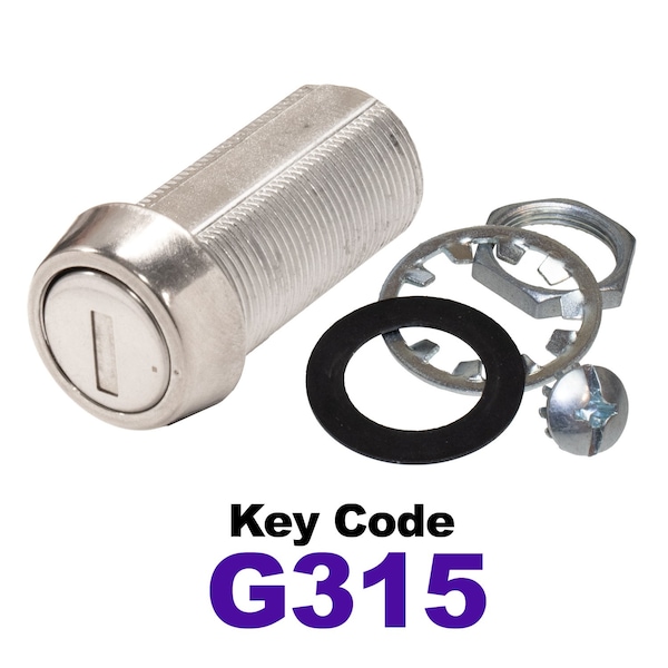 Global RV SS Compartment Lock, Cam/Blade Style, 1-3/8in Threaded Barrel, Keyed to G315, Blades not Included - CLB-315-138-SS